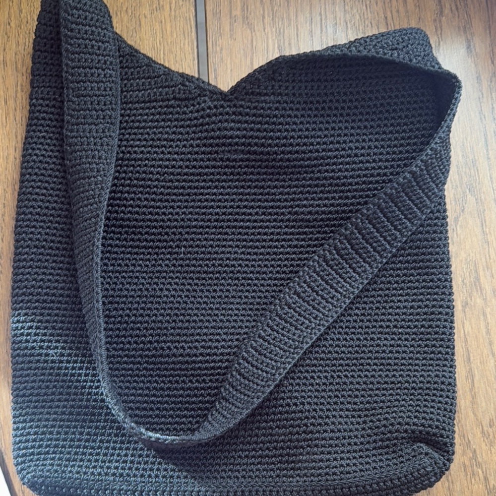The Sak Black crochet with Black Lining Shoulder Bag